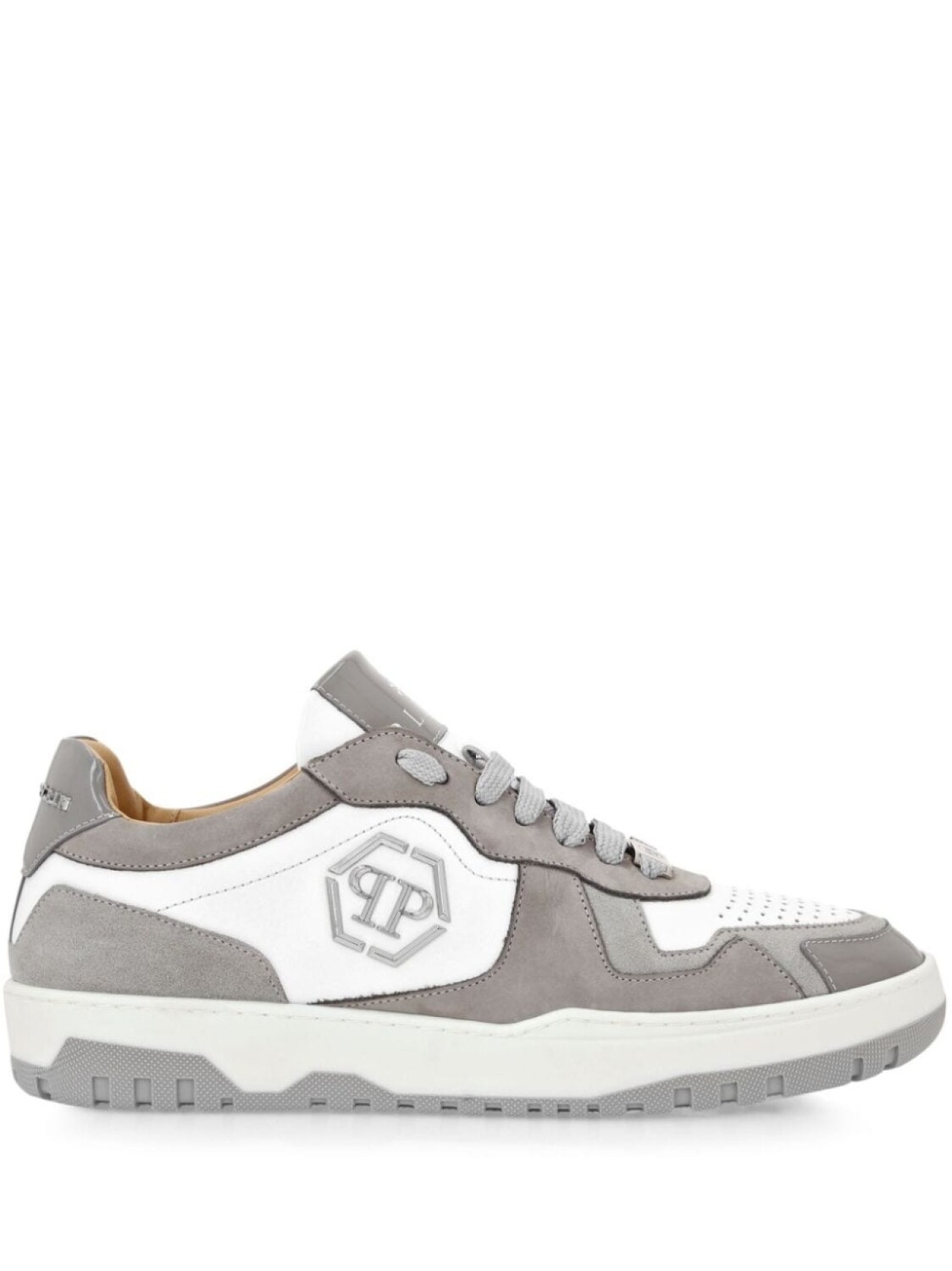 

Кроссовки Philipp Plein with Inserts and Logo Hexagon, белый/серый