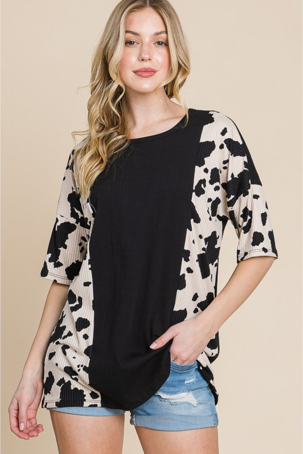 

Футболка Rodeo Love Ribbed Animal Contrast FASHNZFAB, черный