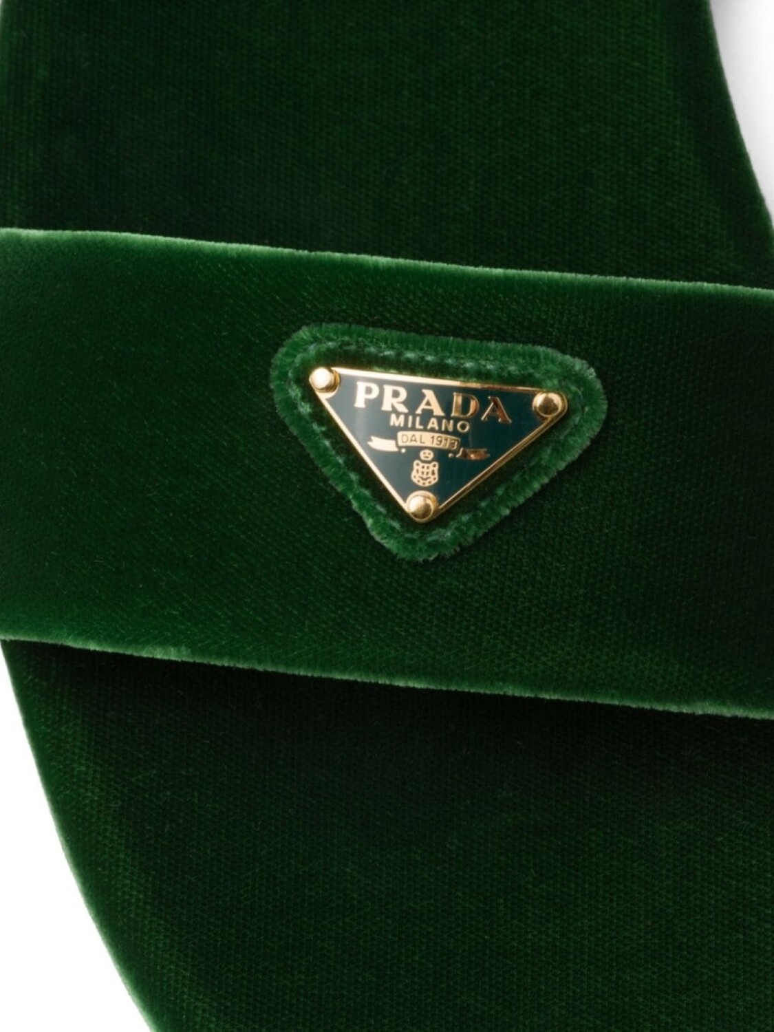 Prada бархатные шлепанцы с логотипом, зеленый — фото 4