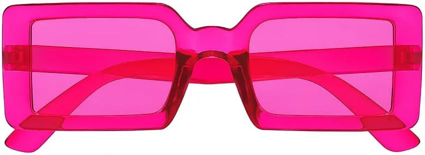 

Полупрозрачные прямоугольные солнцезащитные очки Les Lunettes de Soleil, квадратная прямоугольная форма, массивная оправа, тонкий широкий профиль Generic, Hot Pink