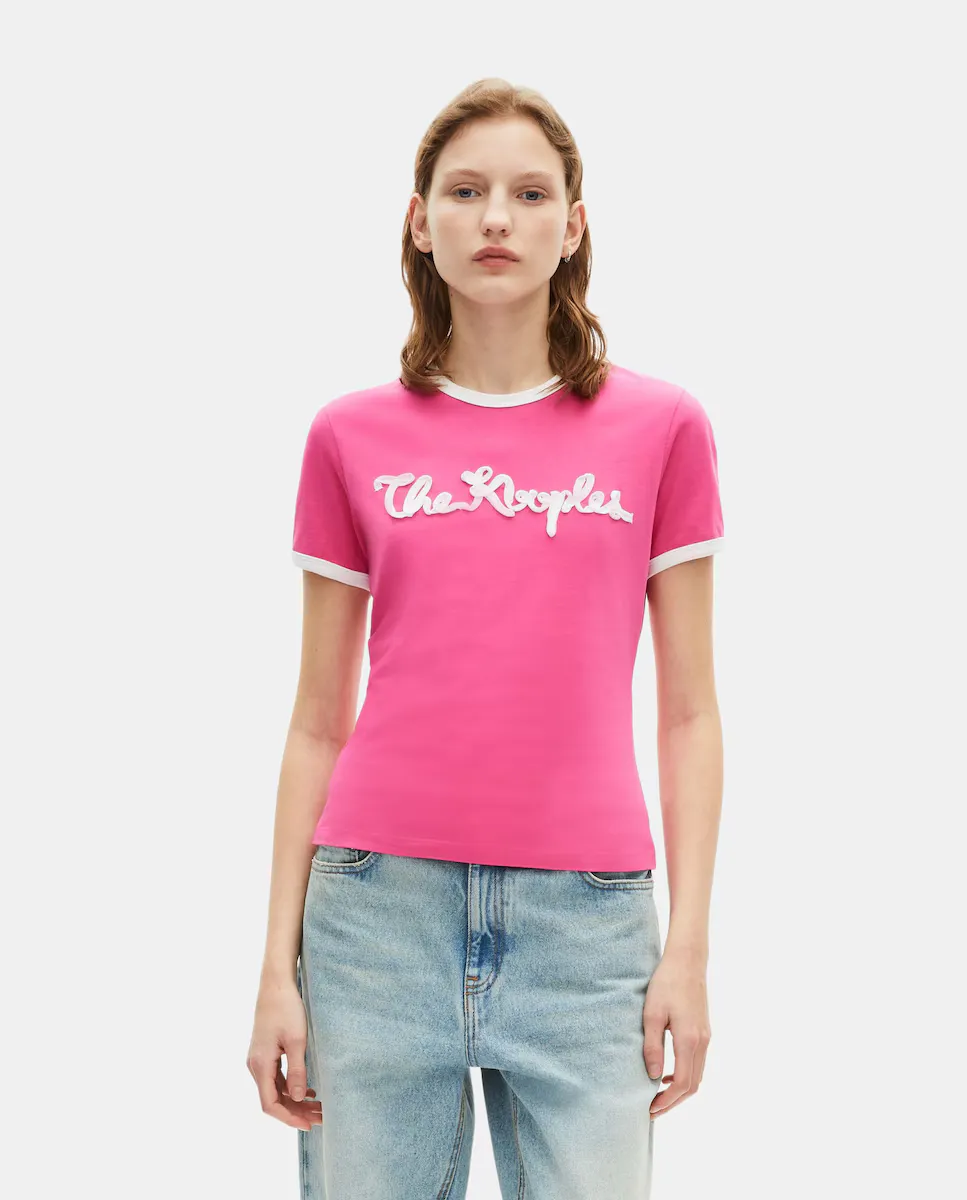 

Женская футболка с вышитой лентой The Kooples, розовый