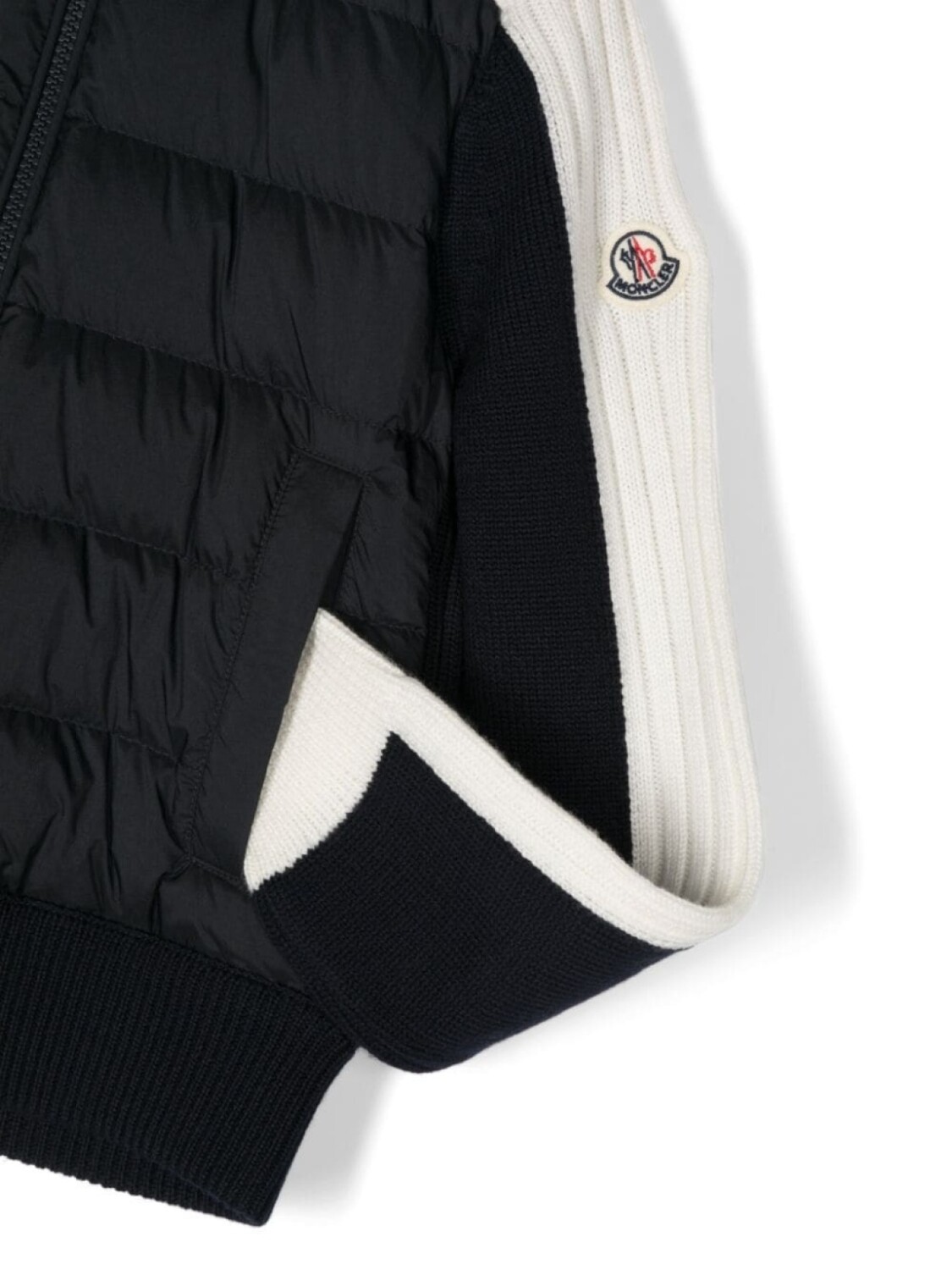 Moncler Enfant пуховик с вязаными вставками, синий — фото 3