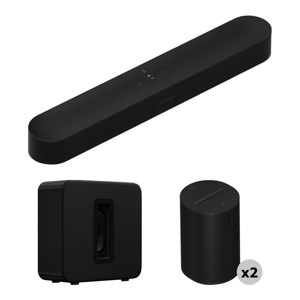 

Саундбар Sonos Beam Gen 2 с беспроводным сабвуфером Sub 4 и комплектом двух динамиков Era 100 (черный)
