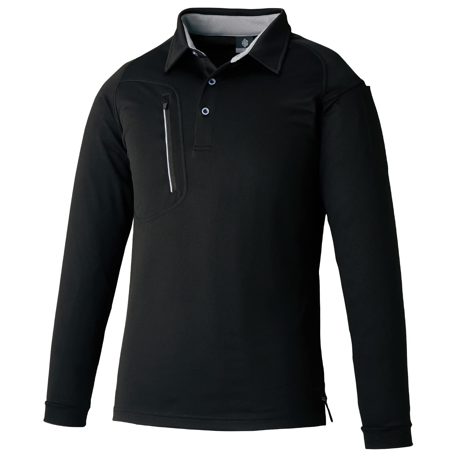 

Поло Oguraya POLOIZM 3675 с длинными рукавами и карманом на молнии, черное, размер 6L (3675-80-6L) Kokuraya