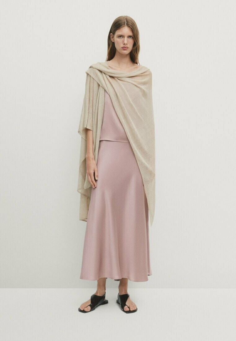 

Длинная юбка Flared Massimo Dutti, светло-розовая