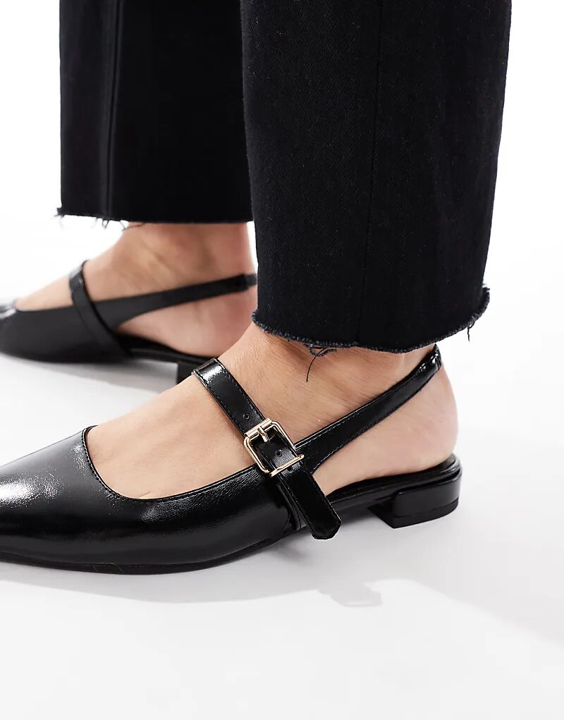 Туфли London Rebel Wide Fit Luna с открытым носком, черного цвета — фото 2