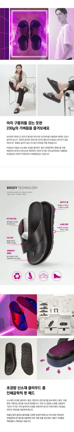 Мужские чёрные шлёпанцы Brody Cloud Foam Cross 4.5 см от Customade — фото 3