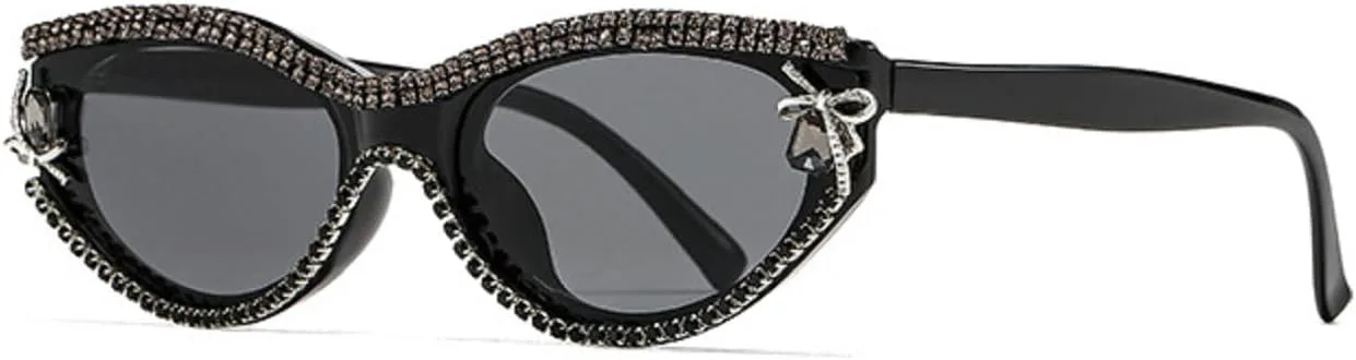 

Винтажные роскошные солнцезащитные очки Melrose с кристаллами и бриллиантами для женщин, черная с розовой оправой, «кошачий глаз», блестящие очки Z6241, Black