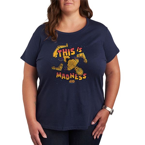 

Футболка с принтом C-3PO This is madness, plus size Star Wars, Navy