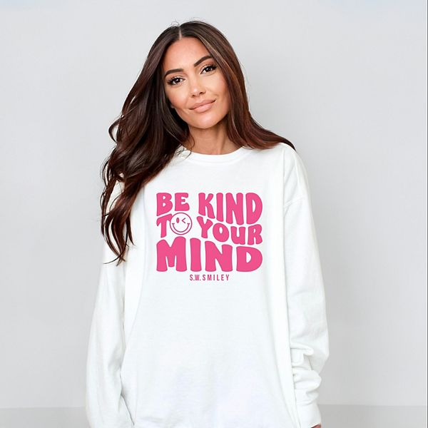 

SWSmiley be kind to your mind outline - женский свитшот с принтом, окрашенный в стиле garment dyed Simply Sage Market, White, Белый, SWSmiley be kind to your mind outline - женский свитшот с принтом, окрашенный в стиле garment dyed Simply Sage Market, Whi