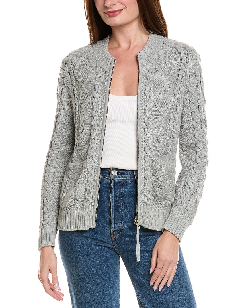 

Кардиган Hannah Rose Cable Full Zip из смеси кашемира и пряжи Hannah Rose, серый