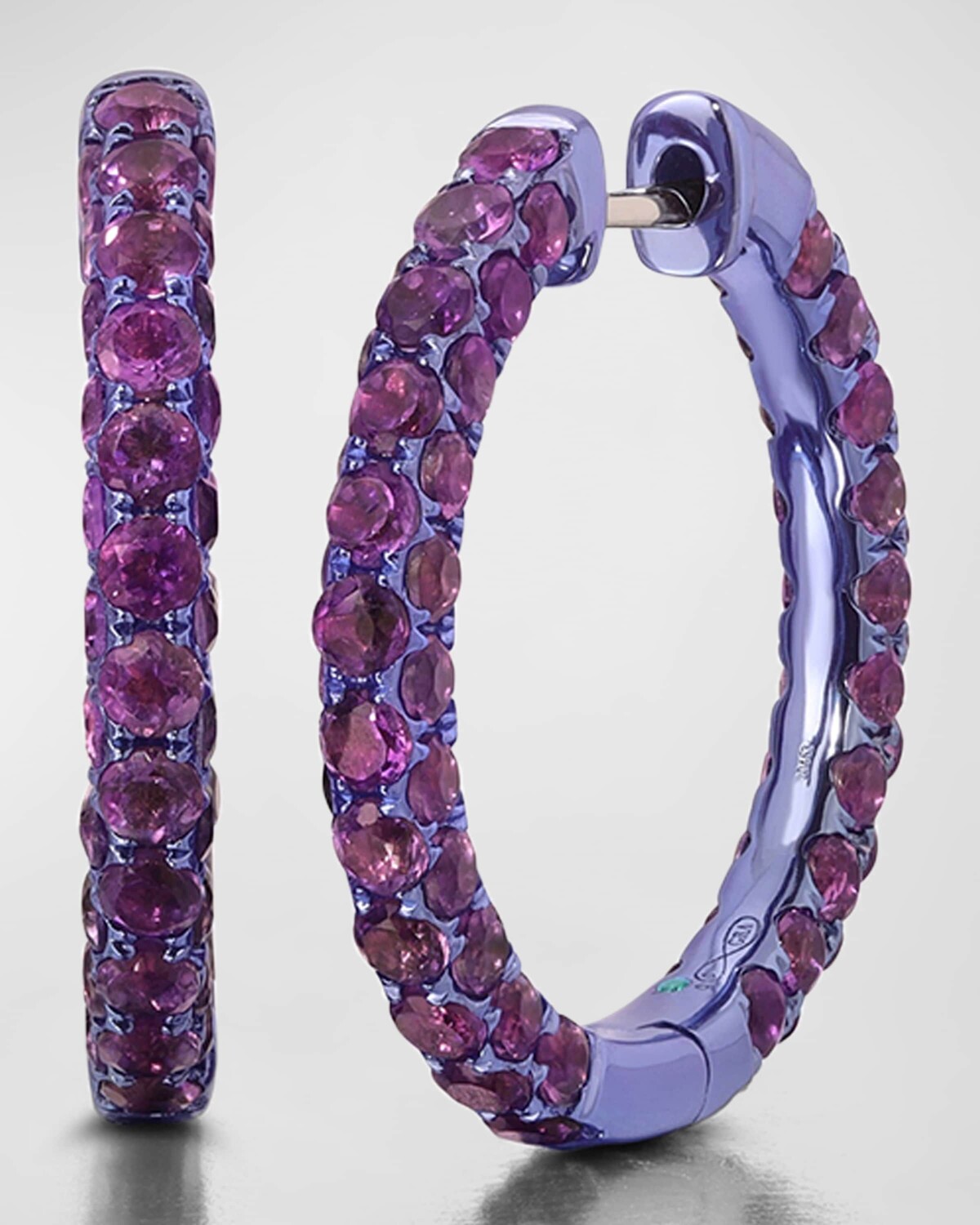 

Серьги-кольца с трехсторонним аметистом и родием Graziela Gems, цвет Amethyst