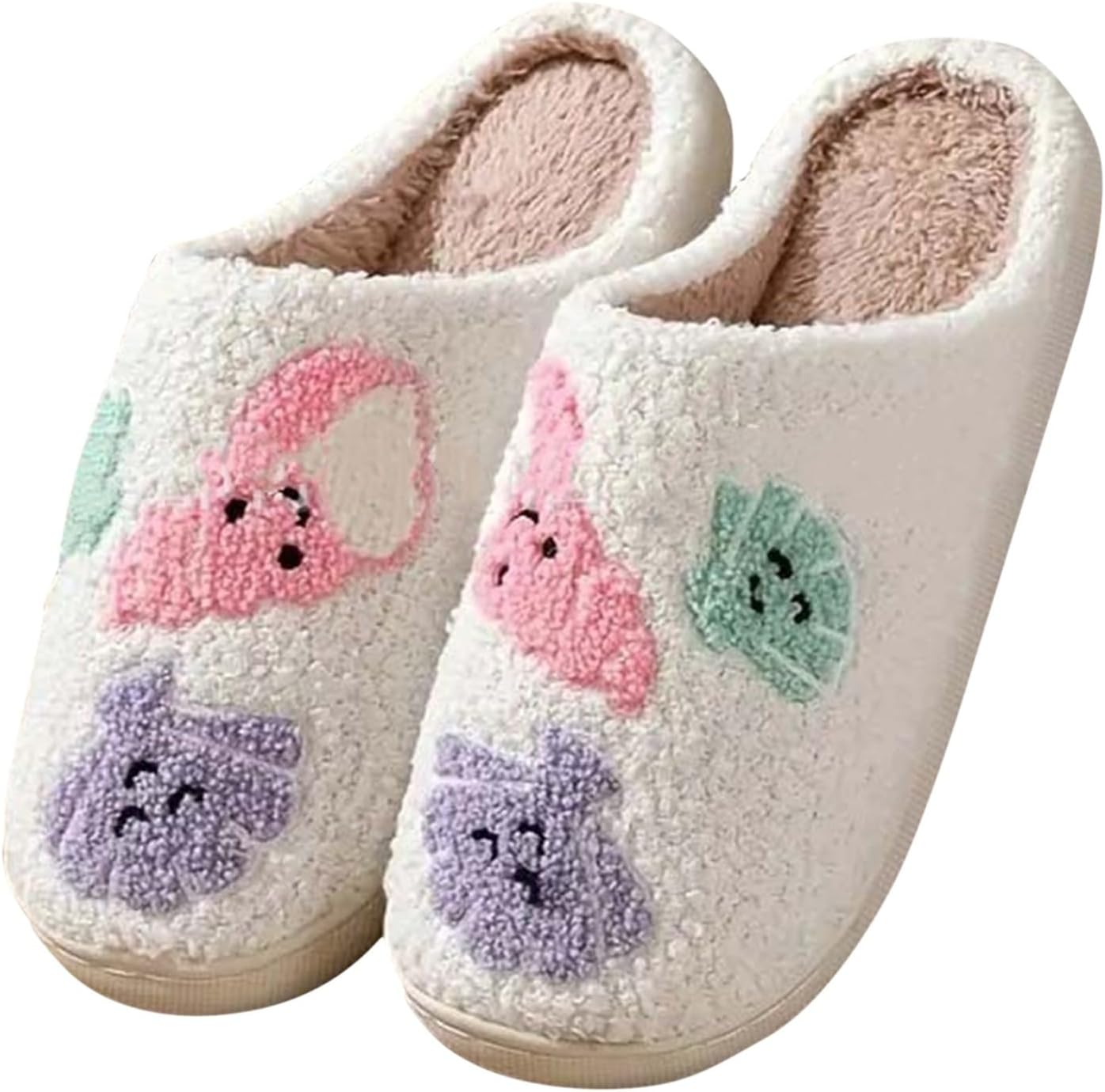 

Домашние тапочки на Хэллоуин для женщин и мужчин, в стиле ретро, удобные, комфортные для спальни и улицы, мягкие, плюшевые, пушистые, зимние Generic, белый