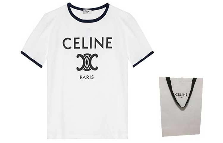 Футболка 'Off White/Navy/Black' CELINE — фото 3