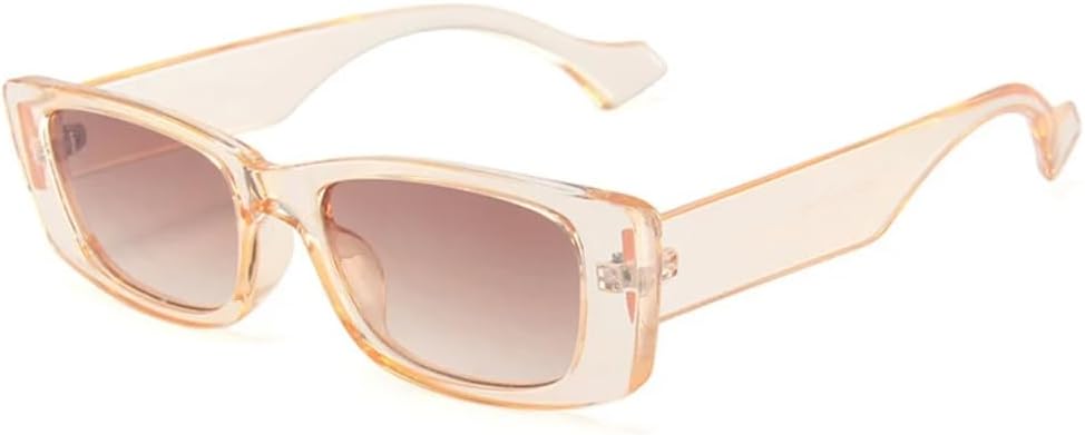 

Ретро-солнцезащитные очки маленького прямоугольного размера для женщин, популярные модные очки конфетных цветов, мужские очки с защитой от УФ-излучения UV400 HHZZYVY, Clear Tea