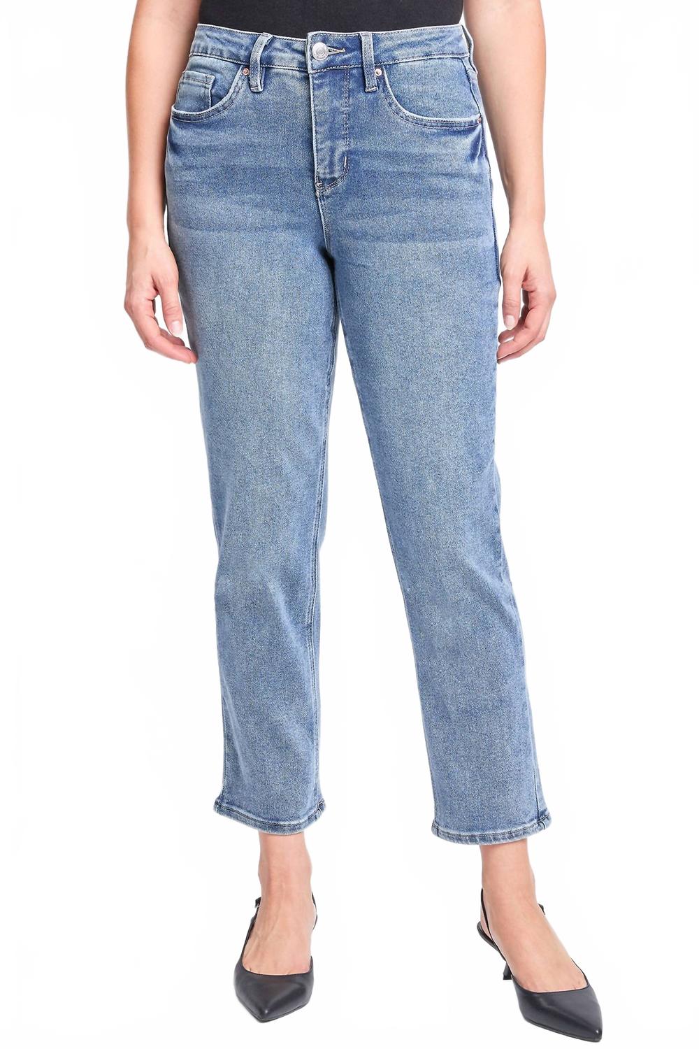 

Женские винтажные джинсы с высокой посадкой прямого кроя в среднем оттенке YMI, Medium Wash