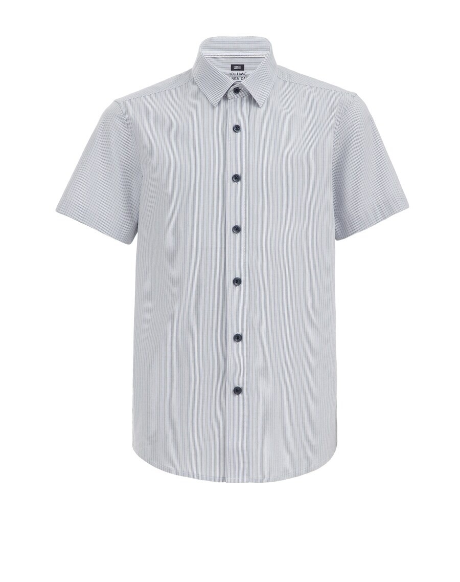 

Рубашка на пуговицах стандартного кроя We Fashion, серо-голубой, Синий, Рубашка на пуговицах стандартного кроя We Fashion, серо-голубой