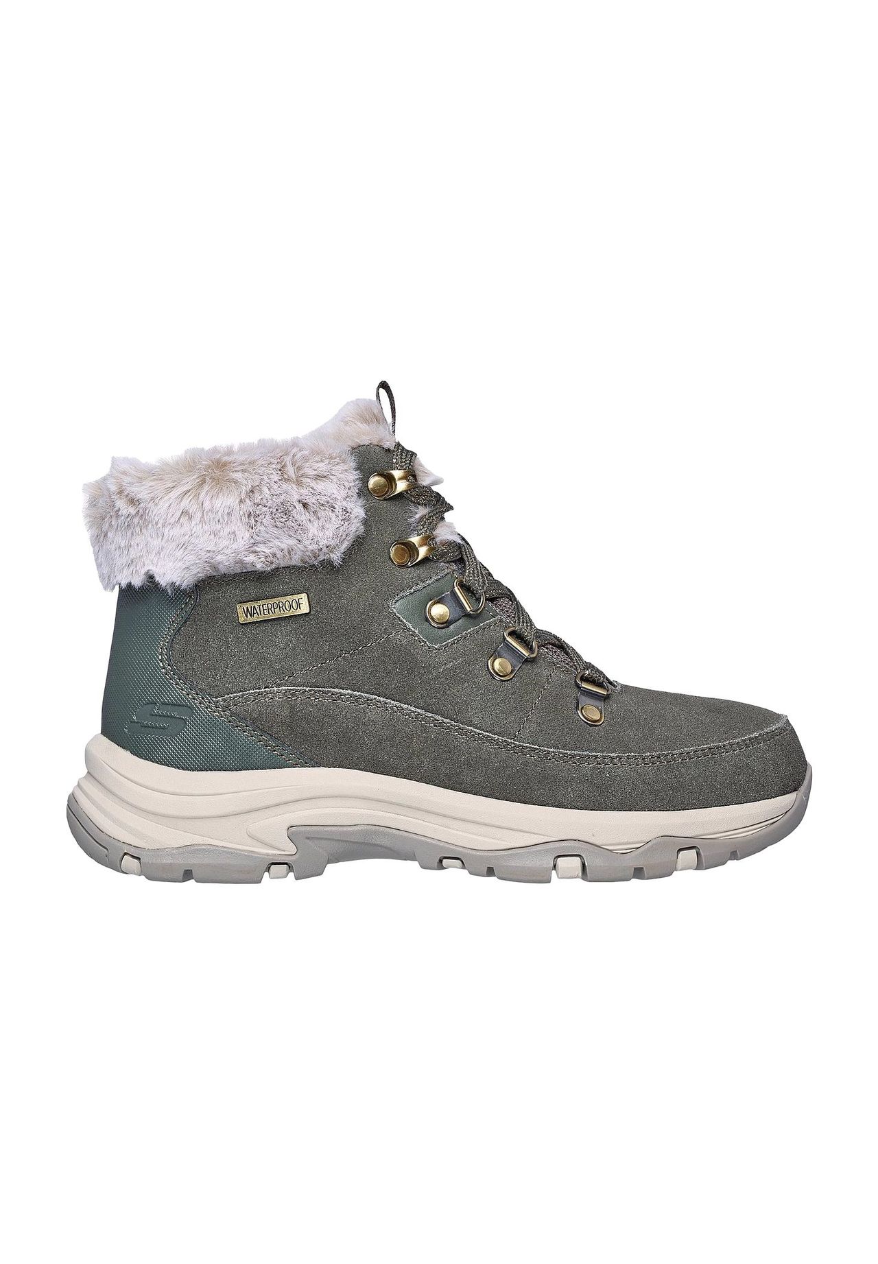 Зимние непромокаемые женские ботильоны на подкладке SKECHERS, цвет Olv Olive Suede/d