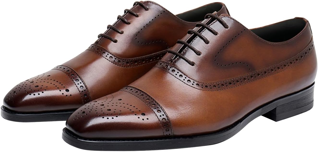 

Мужские оксфорды, деловые формальные туфли из натуральной кожи, полуброги, оксфорды, модные современные деловые повседневные дерби, туфли для выпускного, свадьбы, костюма, смокинга для мужчин Santimon, коричневый