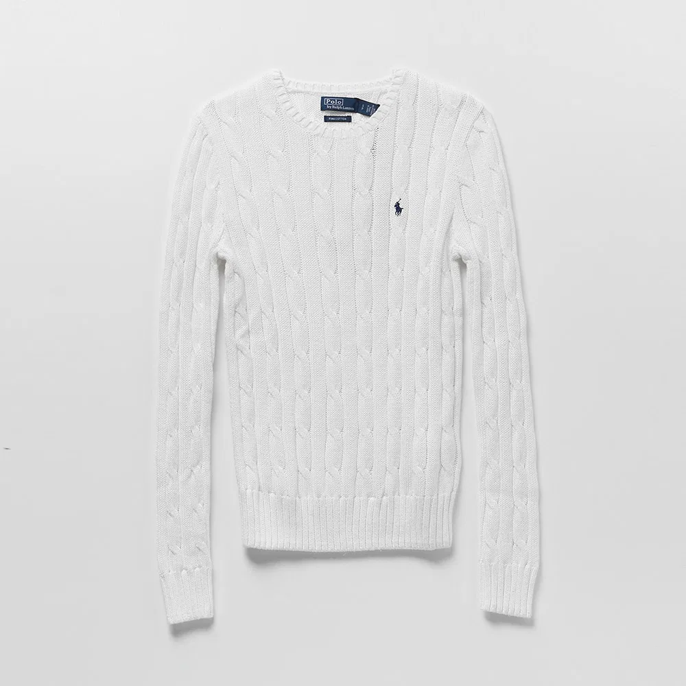 Женский облегающий свитер с круглым вырезом, белый, от Polo Ralph Lauren