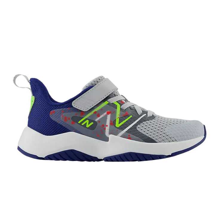 

Кроссовки New Balance Rave Run v2 Bungee Lace Top Strap Big Kid 'Paint Splatter Pack - Granite Inkwell Green', серый