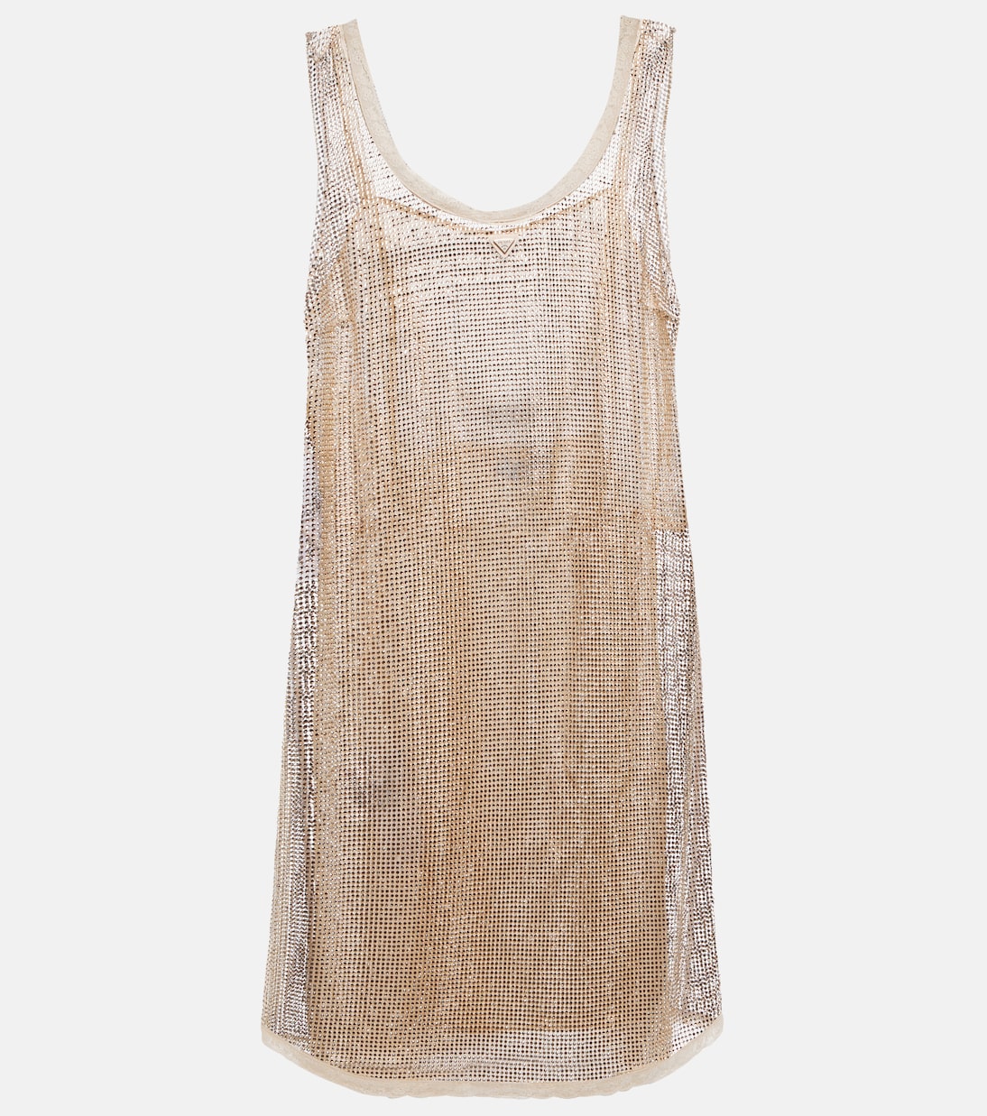 

Мини-платье из сетки, украшенное кристаллами Prada, Oro