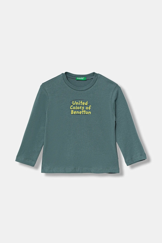 

Детская хлопковая кофта с длинным рукавом United Colors Of Benetton, зеленый
