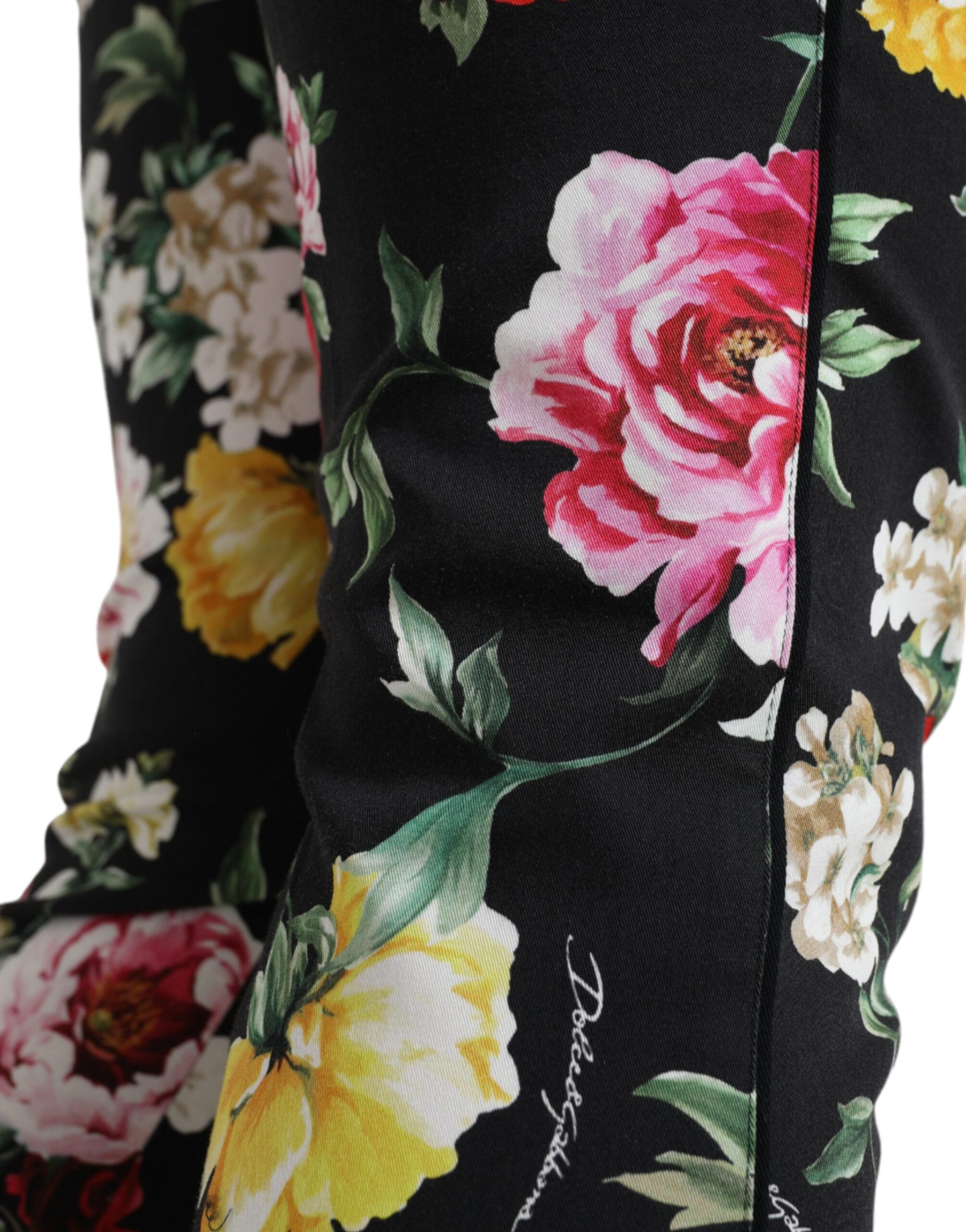 Элегантные укороченные брюки с цветочным принтом и средней посадкой Dolce & Gabbana, черный — фото 4