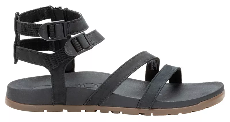 Женские низкие кожаные высокие сандалии Chaco с ремешками, черный