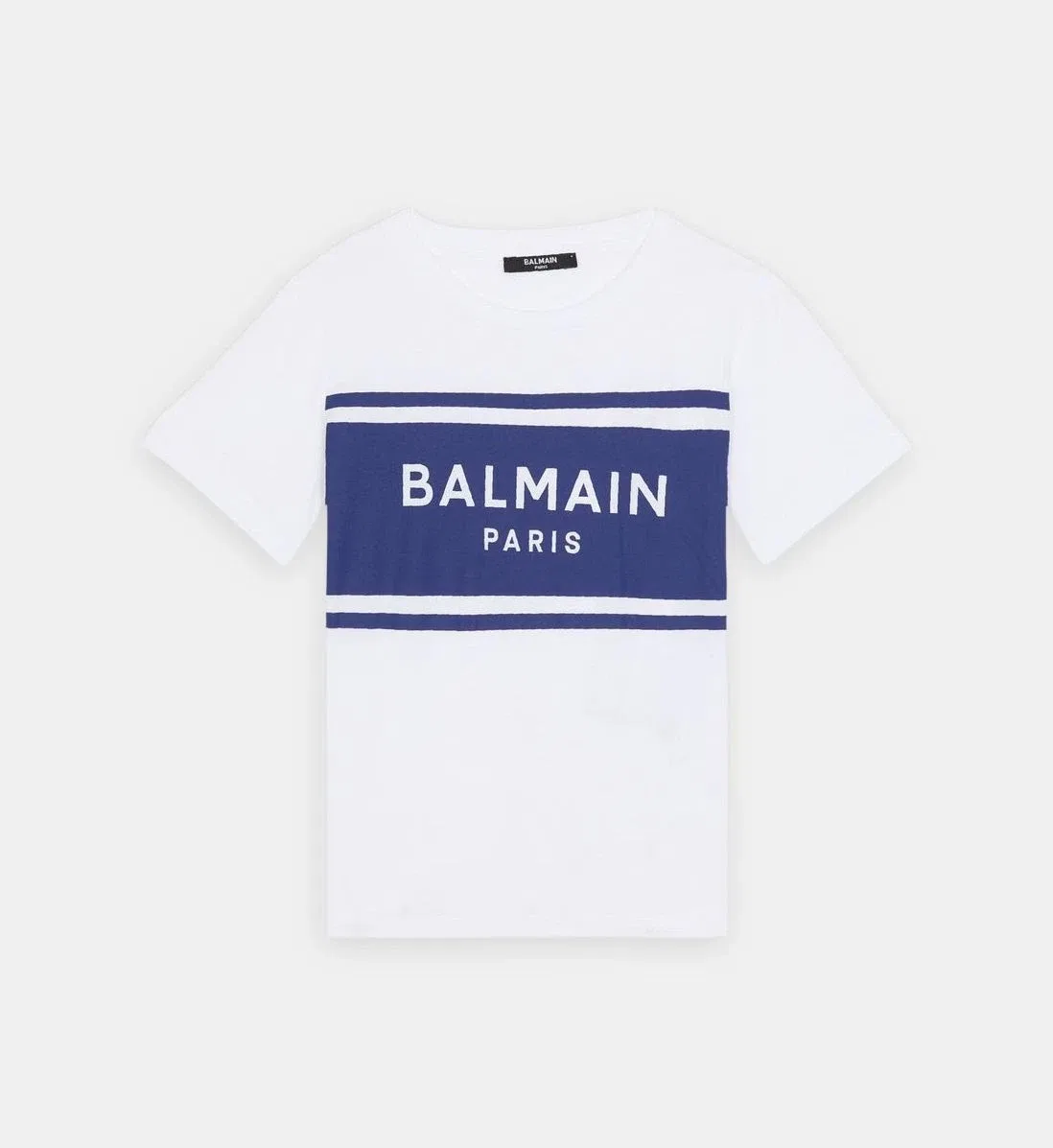 Футболка с принтом BALMAIN Paris, белый