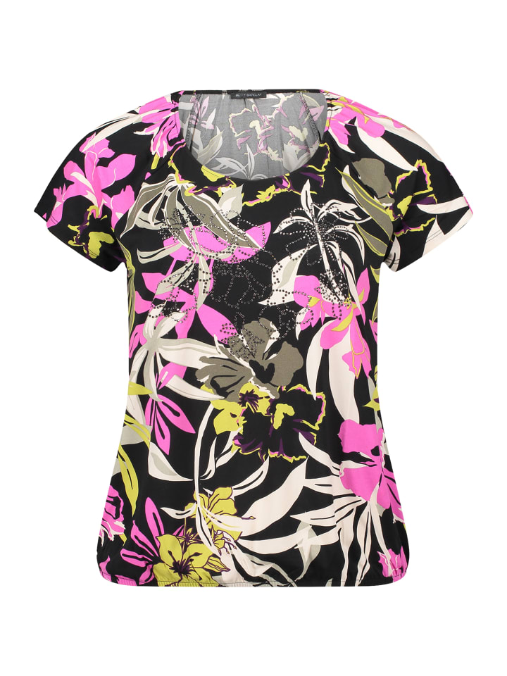 

Футболка с принтом и эластичным поясом, цвет черный/хаки Betty Barclay