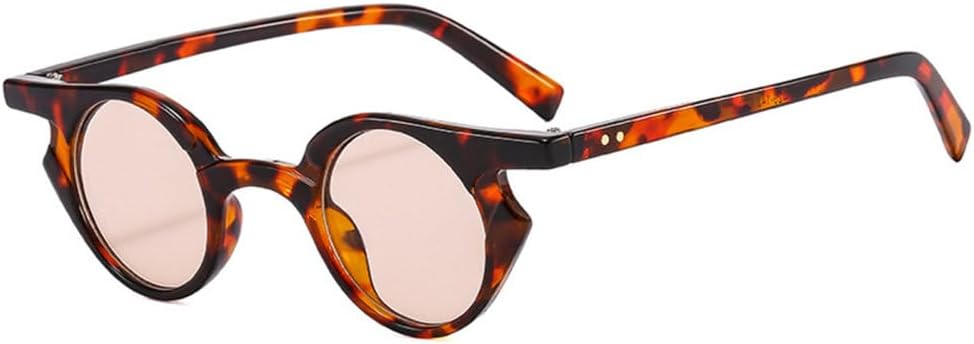 

Модные солнцезащитные очки «кошачий глаз» для женщин, ретро-стиль с заклепками, мужские солнцезащитные очки в стиле панк с круглыми линзами, защита от ультрафиолета UV400 TYUVIVO, Leopard Champagne