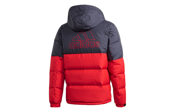Пуховик Men's adidas C/ Outdoor Colorblock Sports hooded down Jacket Red, красный — фото 2