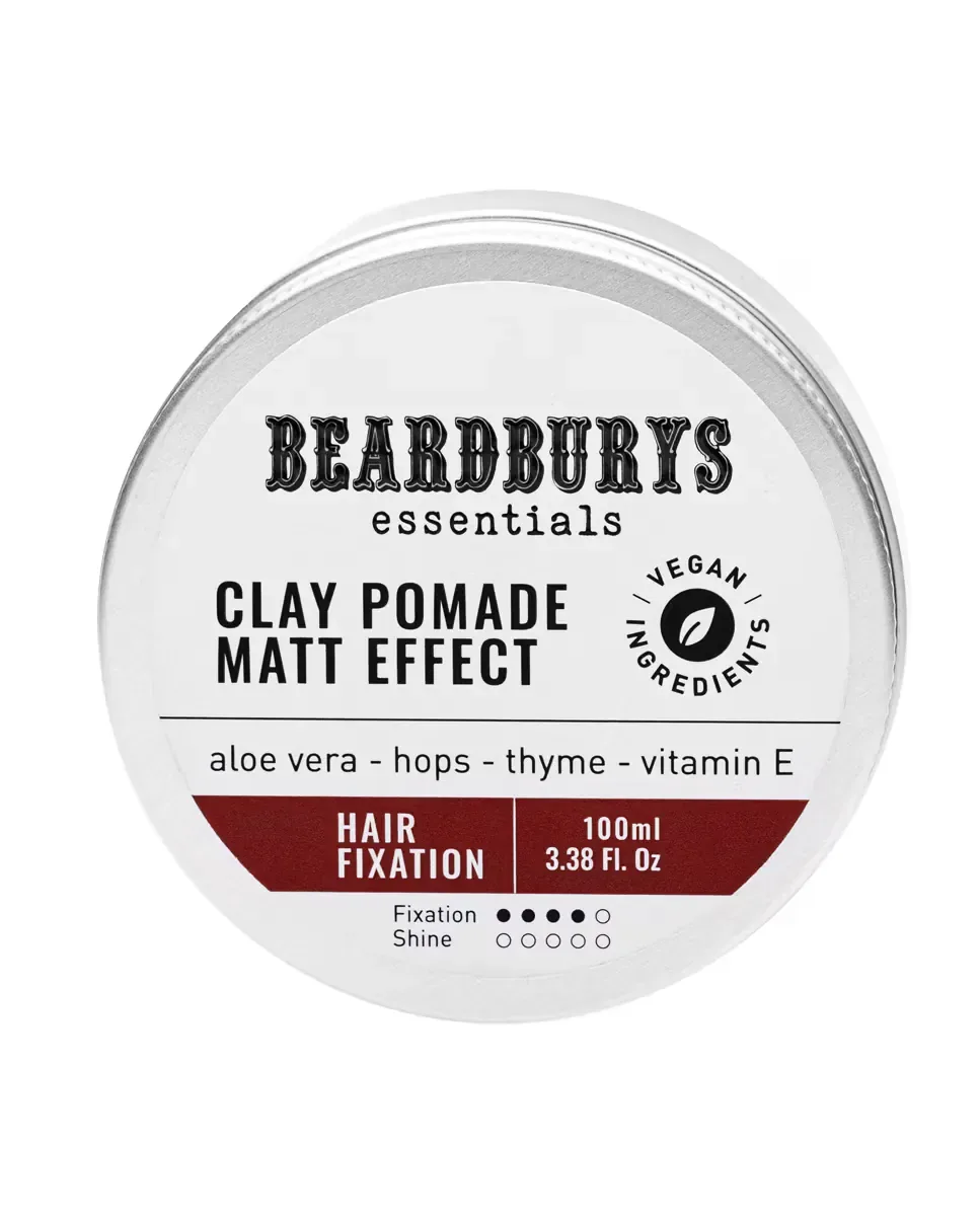 Матовая восковая помада сильной фиксации Clay Pomade 100 мл Beardburys Essentials