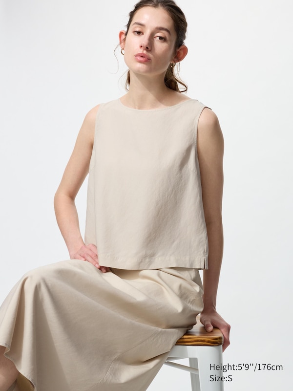 

Блузка из льняной смеси (без рукавов) Uniqlo, белый