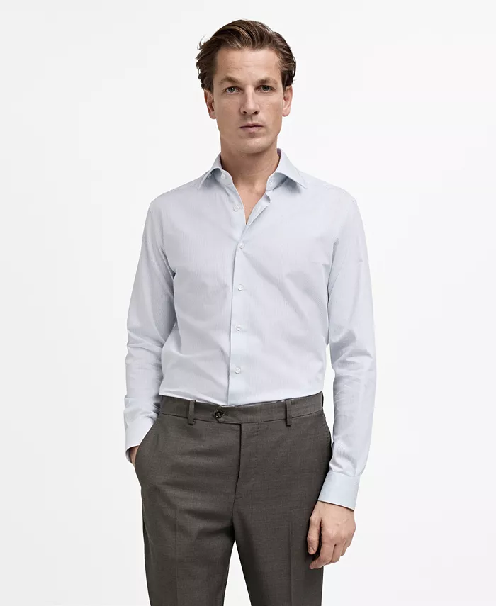 

Мужская классическая рубашка Slim-Fit в полоску MANGO, синий