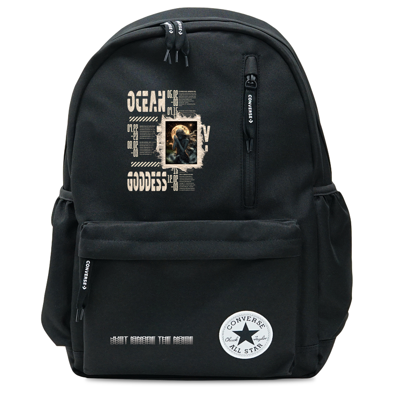 

Converse Полиэстеровый рюкзак среднего размера унисекс черный, Tide Goddess