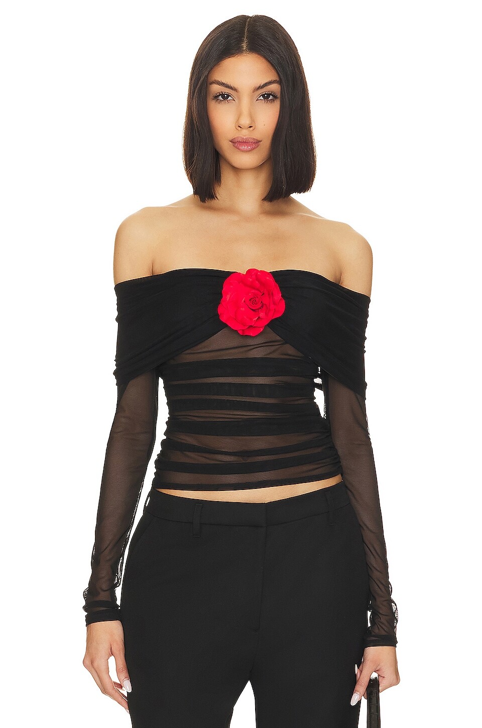 

Блузка Amanda Uprichard X Revolve Nellia, цвет Black With Red Rose
