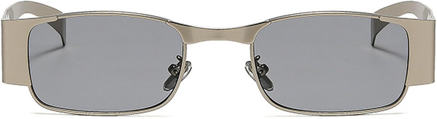 

Винтажные маленькие квадратные солнцезащитные очки для женщин в металлической оправе, цвет шампанского, защита от УФ-излучения UV400, модные мужские солнцезащитные очки в стиле панк mincl, Silver