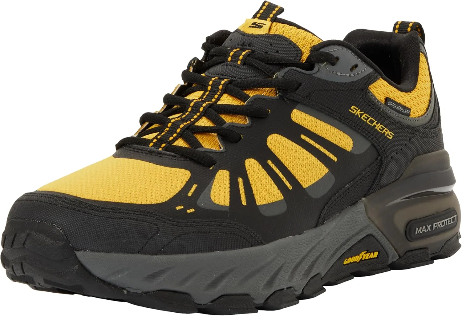 Мужские кроссовки Skechers Max Protect Sherwood Ridge, Black Leather Synthetic Yellow Trim