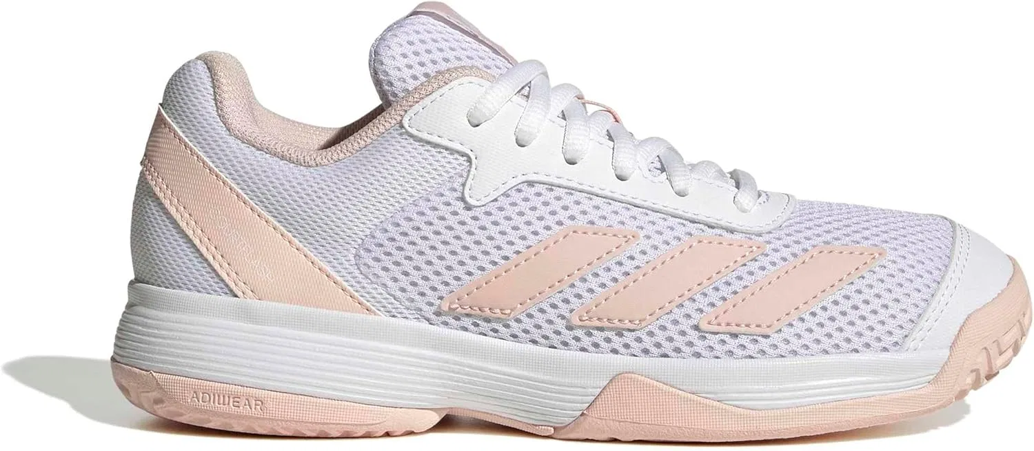 Детские теннисные кроссовки adidas Courtflash, белый/розовый — фото 2