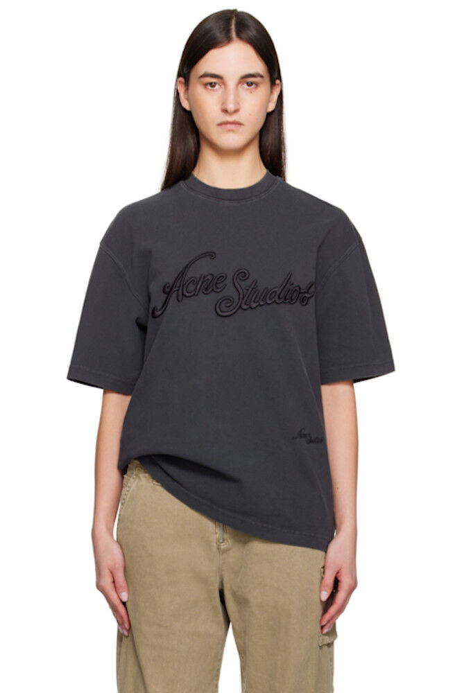 

Черная футболка свободного кроя с логотипом Acne Studios
