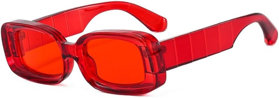 

Маленькие солнцезащитные очки для женщин, мужские солнцезащитные очки для путешествий, прямоугольные солнцезащитные очки в винтажном стиле с защитой от УФ-излучения UV400 LANGSER, Red Red