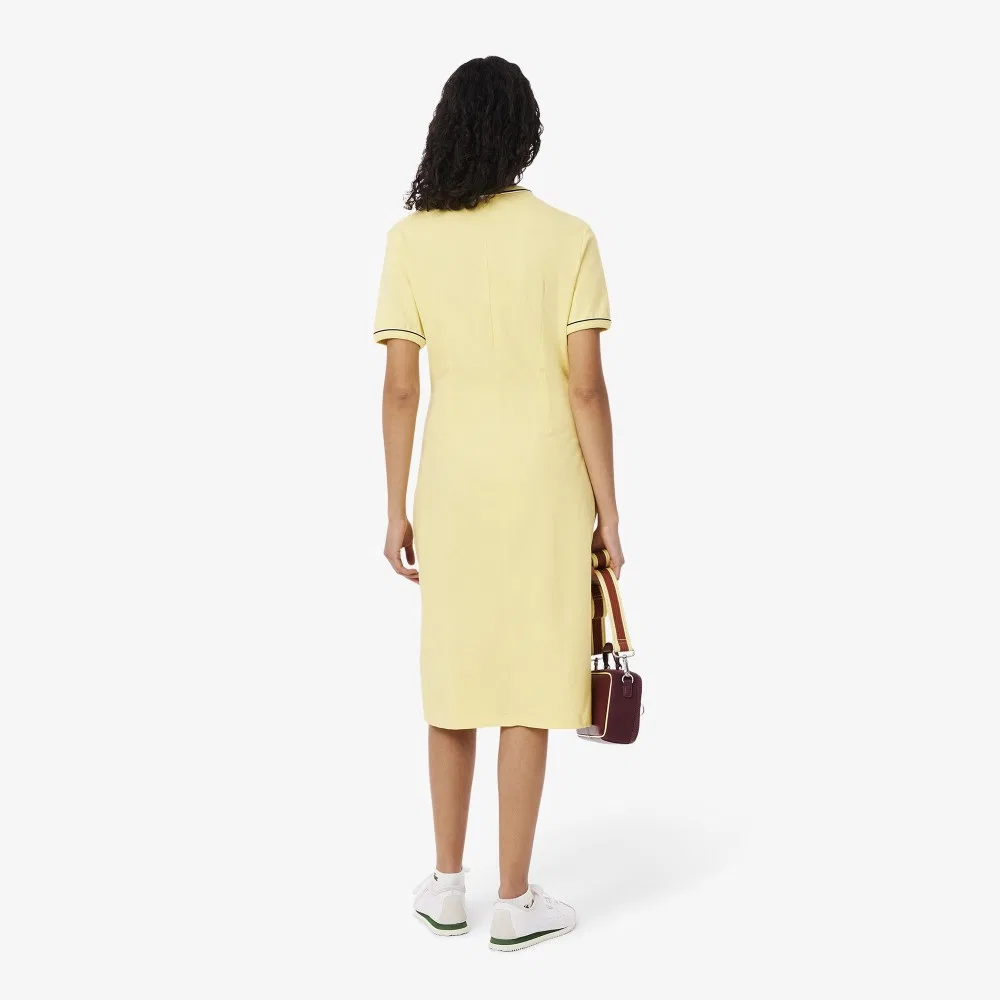 Женское приталенное платье-футболка Essential Fit & Flare жёлтого цвета от Lacoste — фото 3