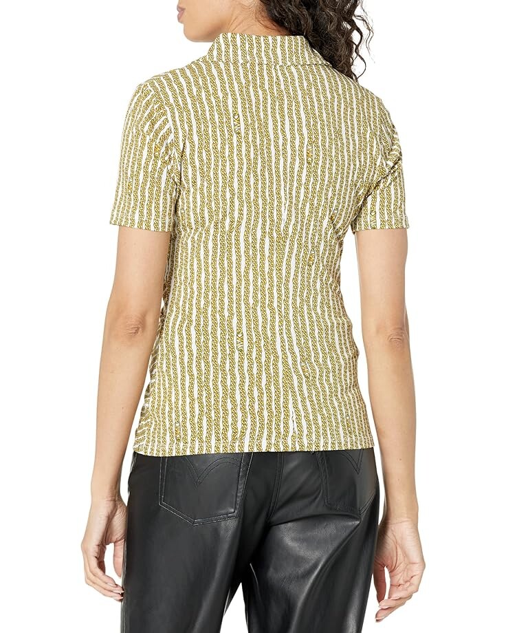 

Топ Michael Kors Print Button Front Ruched Top, цвет Buttercup