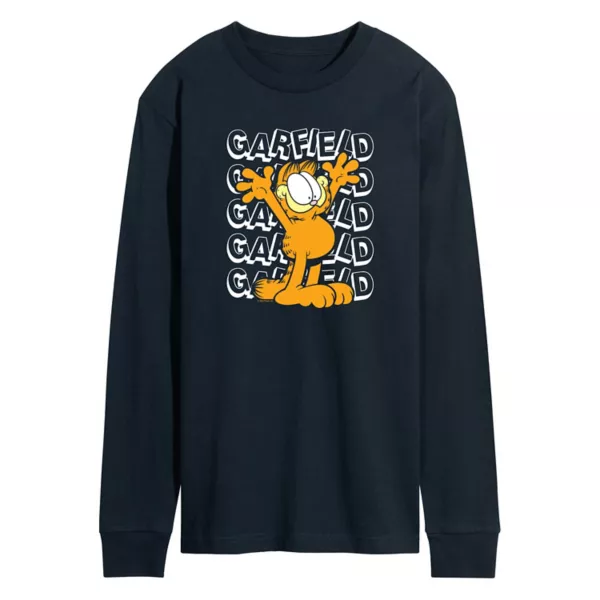 

Мужская футболка с длинным рукавом и повторяющимся принтом Garfield Licensed Character, синий