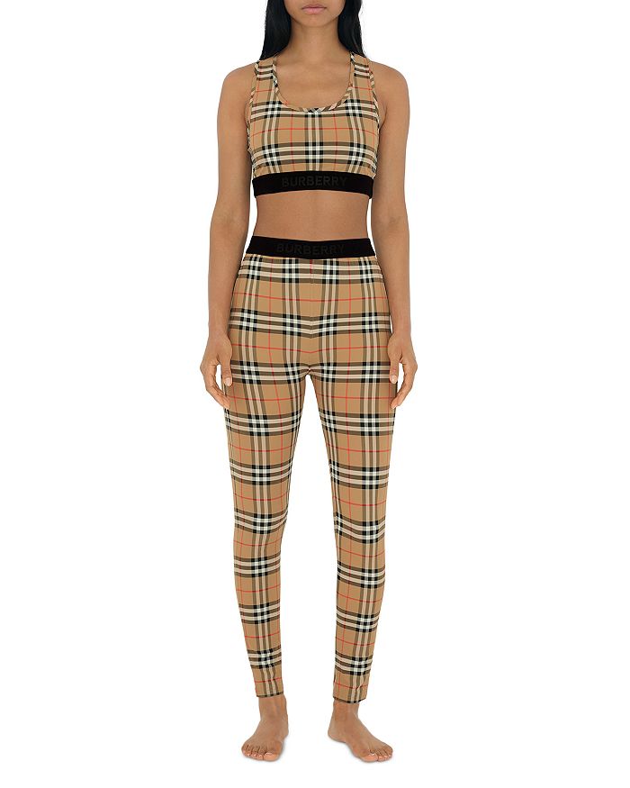 Бюстгальтер Vintage Check с логотипом Burberry, винтажный дизайн, коричневый/бежевый — фото 2