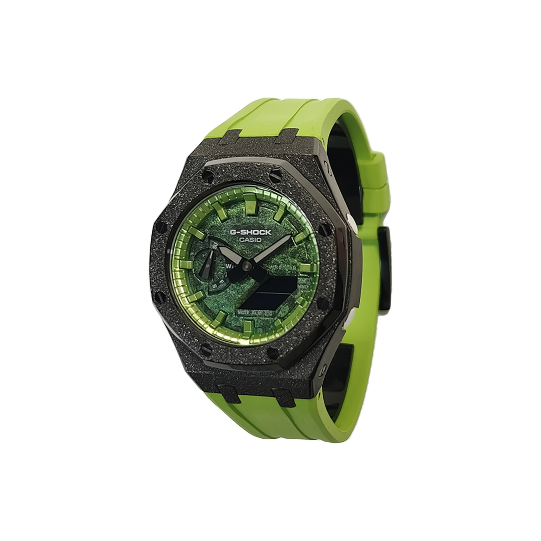

CASIO Часы Men Liquid Crystal/Analog Dual Display Series 44mm Green Watch, Frost Black Steel Green Jade