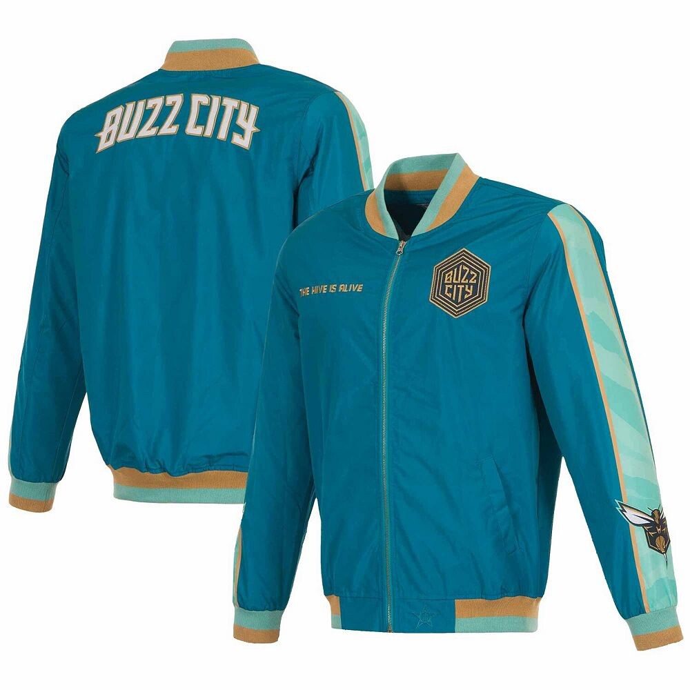 

Мужской нейлоновый бомбер с молнией во всю длину JH Design Charlotte Hornets 2023/24 City Edition, цвет Chr Turq A