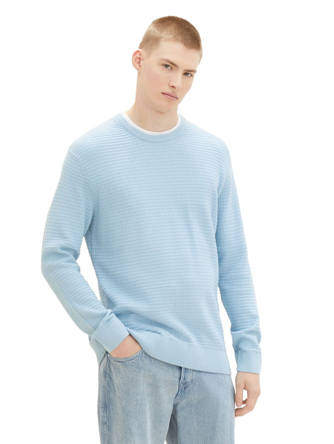 

Пуловер TOM TAILOR Denim STRUCTURED DOUBLELAYER, синий